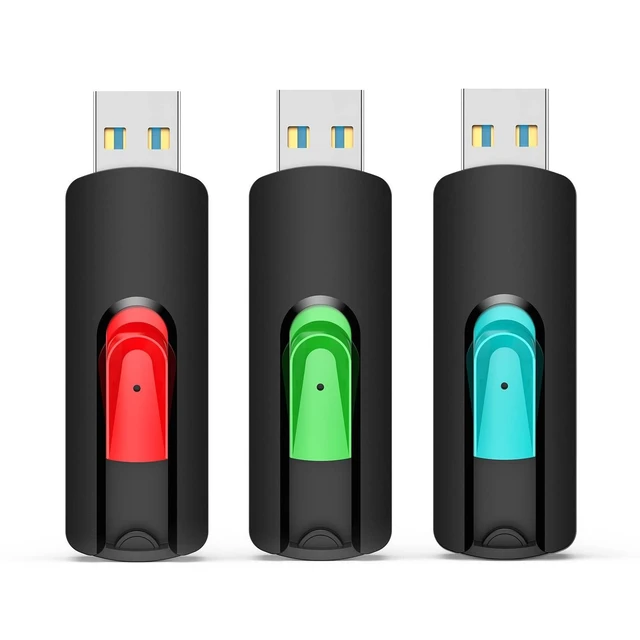 Alt view image 6 of 10 - Aiibe 64GB Flash Drive 3.0 3 Pack 64GB Thumb Drive USB Drive 64 GB Jump Drives USB 3.0 Flash Drives Memory Stick Zip Drives (64G, Red Green Cyan)