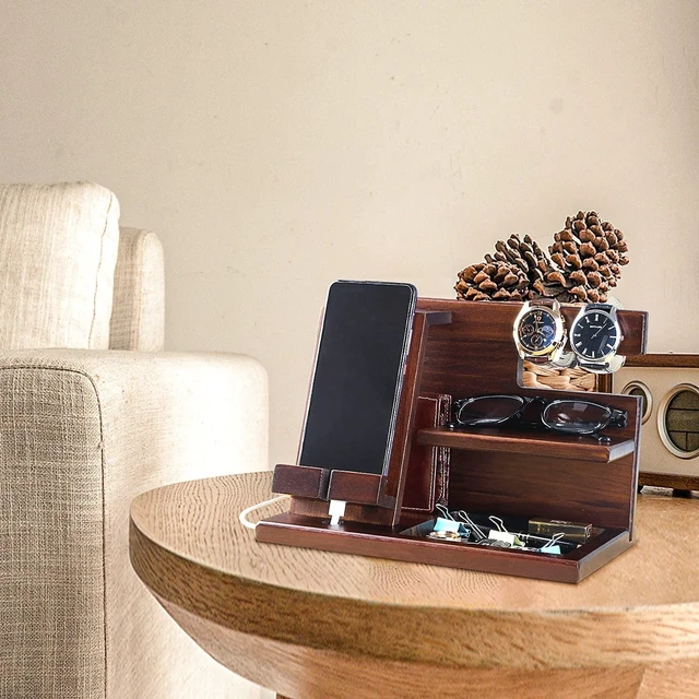 Alt view image 10 of 10 - awofer Wood Phone Docking Station for Men - I Love You Forever - Personalized Anniversary Idea for Him, Husband, Boyfriend