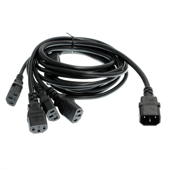 Alt view image 6 of 10 - HTCable UPS PDU Computer PC Power Splitter Cord C14 to 4 x C13 10A 250V Extension Cable(C14-4xC13 1.8m)