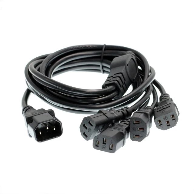 Alt view image 7 of 10 - HTCable UPS PDU Computer PC Power Splitter Cord C14 to 4 x C13 10A 250V Extension Cable(C14-4xC13 1.8m)