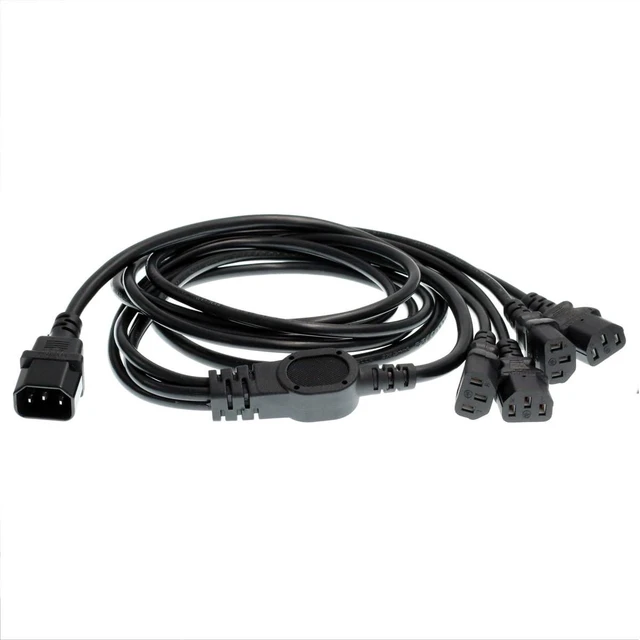 Alt view image 8 of 10 - HTCable UPS PDU Computer PC Power Splitter Cord C14 to 4 x C13 10A 250V Extension Cable(C14-4xC13 1.8m)