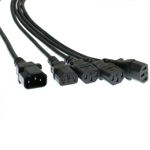Alt view image 10 of 10 - HTCable UPS PDU Computer PC Power Splitter Cord C14 to 4 x C13 10A 250V Extension Cable(C14-4xC13 1.8m)
