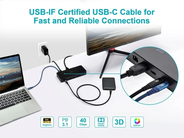 Alt view image 12 of 12 - Monoprice USB4 40Gbps Cable - 240W EPR 8K HDR USB-IF Certified Braided Ultra High-Speed 3ft Black