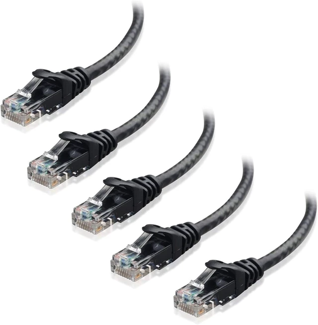 Alt view image 8 of 12 - Cable Matters 5-Pack 10-Foot Snagless Cat6 Ethernet Cable (Cat6 Cable, Cat 6 Cable) in Black & 5-Foot Short Cat6A (SSTP, SFTP) Shielded Ethernet Cable