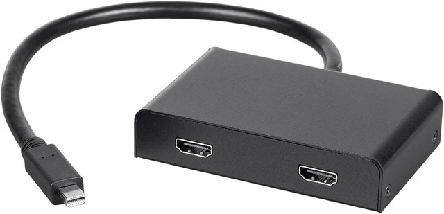 Alt view image 6 of 10 - Monoprice 2-Port Mini DisplayPort 1.2 to HDMI Multi-Stream Transport (MST) Hub, Mini DP to HDMI,Black