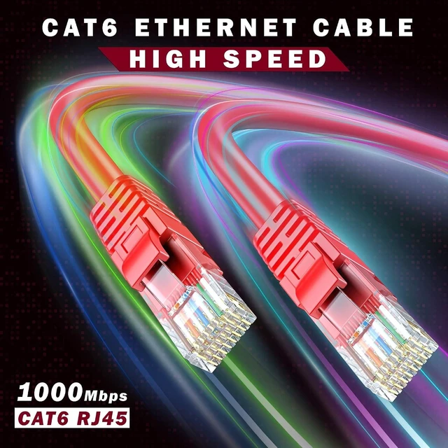 Alt view image 12 of 14 - Maximm Cat 6 Ethernet Cable, 12 Ft, Red, Round LAN Patch Cable, RJ45-10 Pack