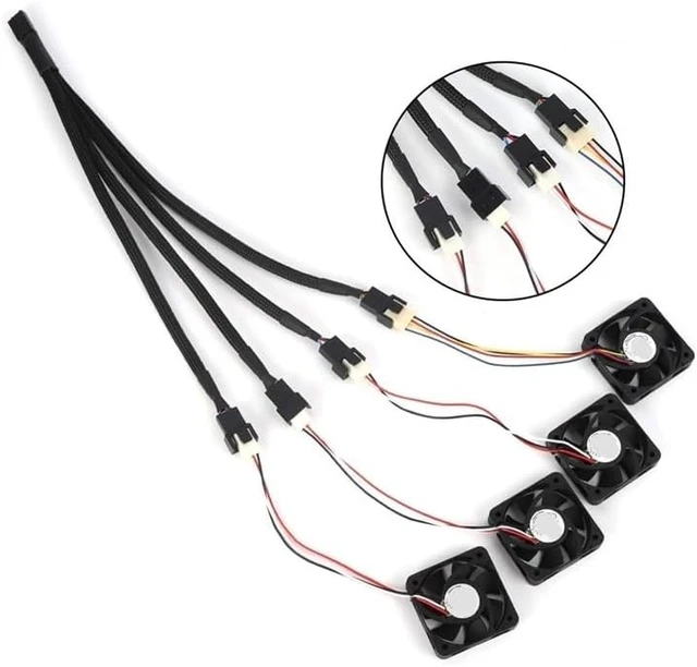Alt view image 10 of 10 - PC Fan Splitter 4 Pin PWM Fan Splitter Cable PC Case Fan Header Splitter(1 to 4)