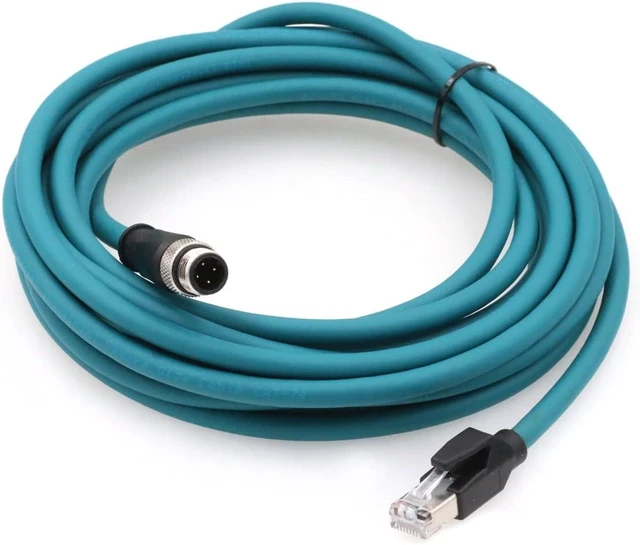 Alt view image 10 of 10 - SZRMCC M12 Ethernet Cable D-Code 4 Pin Male to RJ45 Connector High Flex Cat5e Shielded Waterproof Network Cable for Industrial Camera Sensor (2m,Blue)