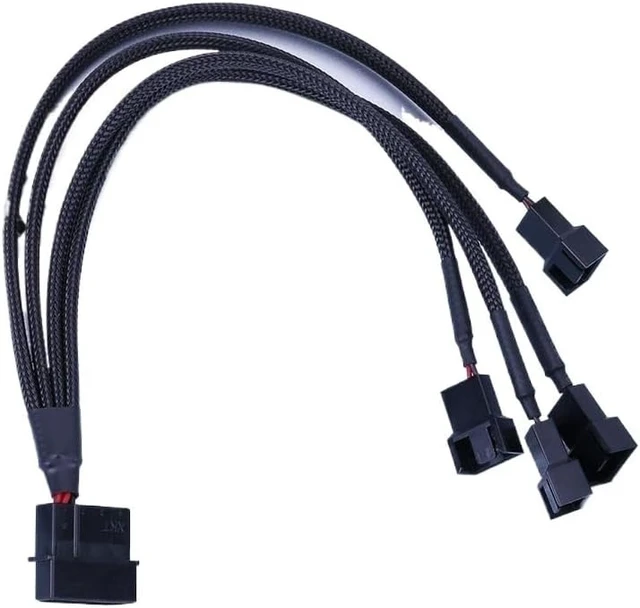 Alt view image 6 of 10 - IDE to 4-Port 3Pin/4Pin Plug Cooler Wire Black Sleeved Fan Adapter Power Splitter Cable Extension Power Cable for PC