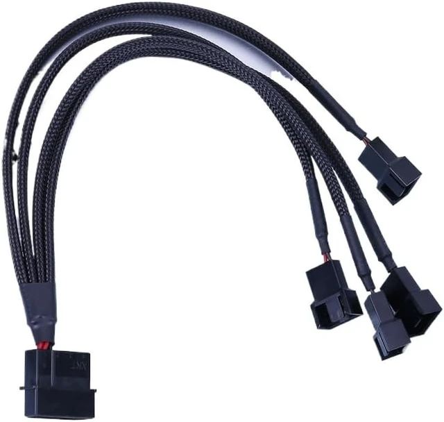 Alt view image 8 of 10 - IDE to 4-Port 3Pin/4Pin Plug Cooler Wire Black Sleeved Fan Adapter Power Splitter Cable Extension Power Cable for PC