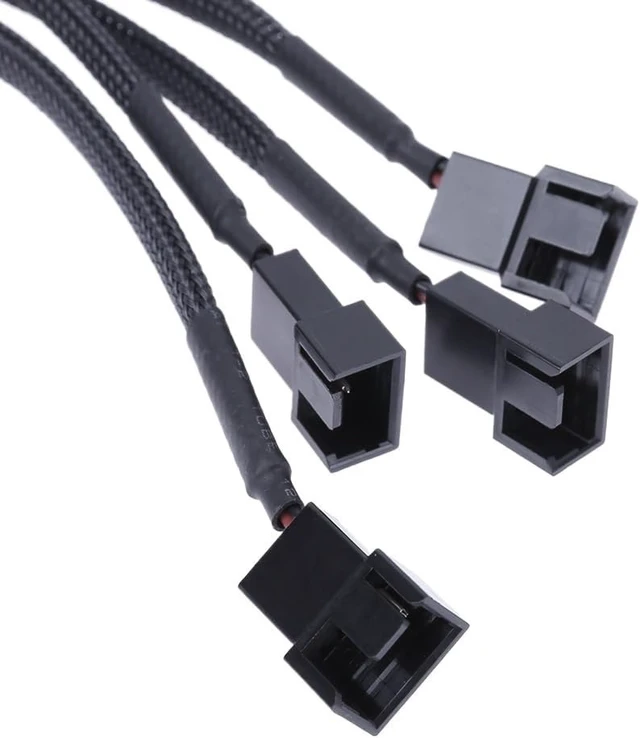 Alt view image 9 of 10 - IDE to 4-Port 3Pin/4Pin Plug Cooler Wire Black Sleeved Fan Adapter Power Splitter Cable Extension Power Cable for PC