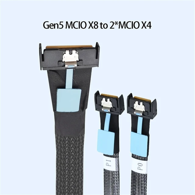 Alt view image 11 of 14 - Fast Speed PCIe Gen 5 Splitter Cable Double Straight Connectors for Server Data Transfer 50cm