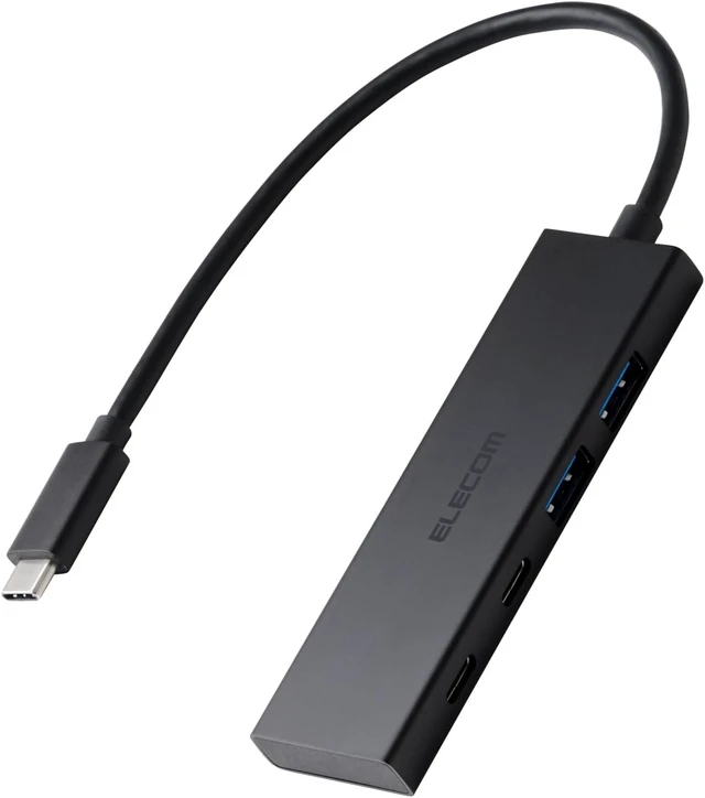 Alt view image 8 of 14 - Elecom U3HC-H042PBK USB Hub USB-C 10Gpbs USB A x 2 Type-C x 2 USB PD 100W Compatible Bus Power 4 Port Black