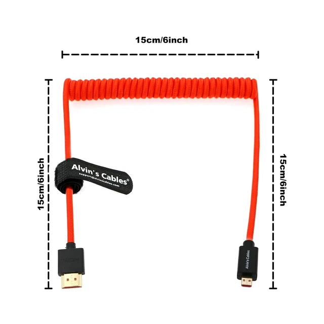 Alt view image 10 of 14 - Alvin's Cables 8K 2.1 Micro-HDMI to Full HDMI Braided Coiled-Cable and Full HDMI Braided Coiled-Cable for Sony A7S3,A9,A74 and Canon-R5C,R5,R6
