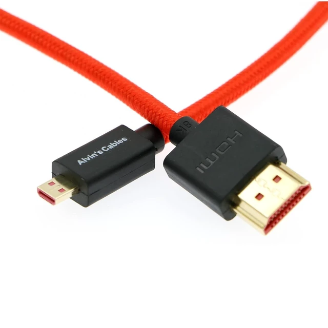 Alt view image 12 of 14 - Alvin's Cables 8K 2.1 Micro-HDMI to Full HDMI Braided Coiled-Cable and Full HDMI Braided Coiled-Cable for Sony A7S3,A9,A74 and Canon-R5C,R5,R6