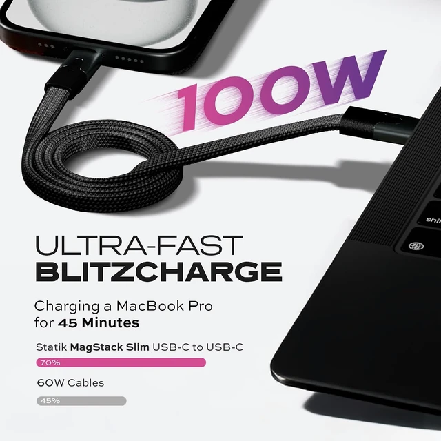 Alt view image 11 of 14 - Statik MagStack Slim (USB C to USB C Cable, 6FT) & GaN Charger 48W