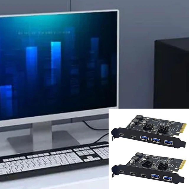 Alt view image 9 of 14 - PCIE USB Expansion Card Expand Connectivities Fast Data Transfer USB C/Port 2USB Type-a+3Type C 5Port Hubs Long