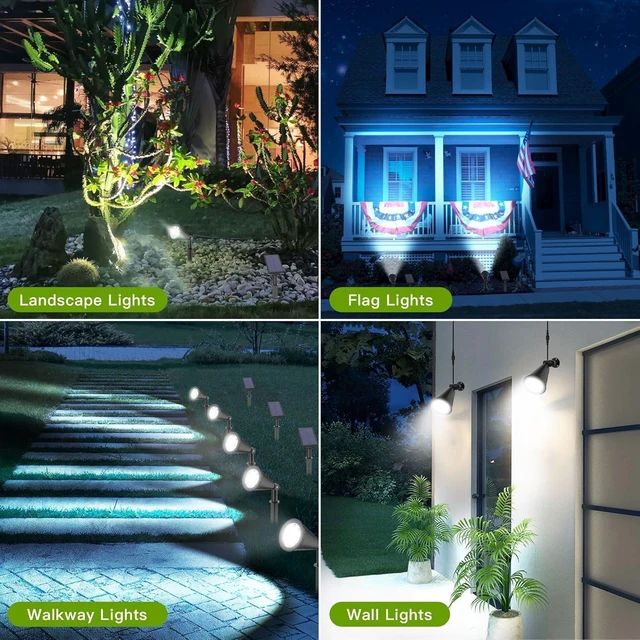 Alt view image 9 of 11 - MEIHONG Solar Spot Lights for Outside, Waterproof Solar Spot Lights Dusk to Dawn, Solar Landscape Lights Solar Powered Lights for Garden Porch Walkway Patio (2 Pack)