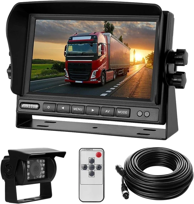 Alt view image 8 of 14 - Backup Camera System Kit 7" LCD Reversing Monitor +Rear View Back Up Camera with 170 ° Wide Angle, Waterproof IP68, 18 Infrared Night Vision for Trucks/RV/Trailers/Bus/Vans/Box Truck