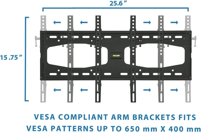 Alt view image 12 of 14 - Mount-It! Slim Tilting TV Wall Mount Bracket for 32-65 Inch Samsung, Sony, Vizio, LG, Sharp TVs with Low Profile Design up to VESA 600x400mm, Black