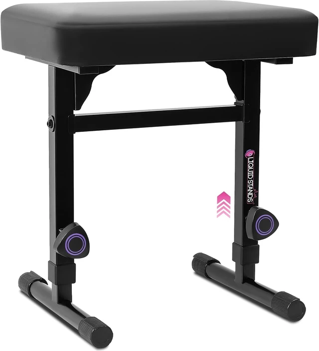 Alt view image 7 of 12 - Liquid Stands Piano Bench Adjustable Stool Music Keyboard Bench Seat for Piano Keyboard Stand with Black Padded Cushion for Musicians Piano Stool Chair (PU Leather)