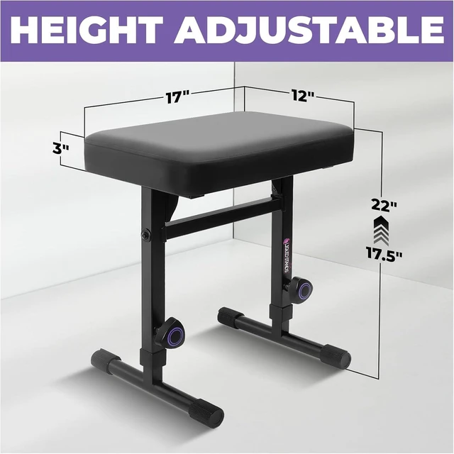 Alt view image 8 of 12 - Liquid Stands Piano Bench Adjustable Stool Music Keyboard Bench Seat for Piano Keyboard Stand with Black Padded Cushion for Musicians Piano Stool Chair (PU Leather)
