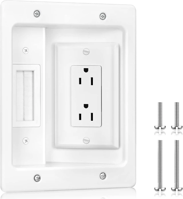 Alt view image 8 of 14 - Elecpow in Wall Cable Management Kit, Hide TV Power Cables & Low Voltage Wires Behind The Wall, Recessed Outlet for Wall Mounting TV