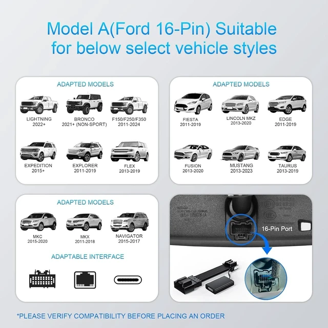 Alt view image 11 of 13 - mangoal Dashcam Power Adapter Custom for Ford 16 Pin (Model A) for F150/F250/F350 Explorer Bronco and etc,Hide The Wires,GPS Radar Mirror Camera Dash Cam Adapte,Connects to Rearview Mirror(Exposed)
