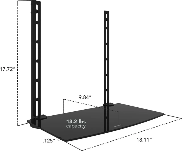 Alt view image 13 of 14 - Mount-It TV Wall Mount Shelf Bracket Under TV for Cable Box, DVD Player, Stereo AV Components Shelf,Black