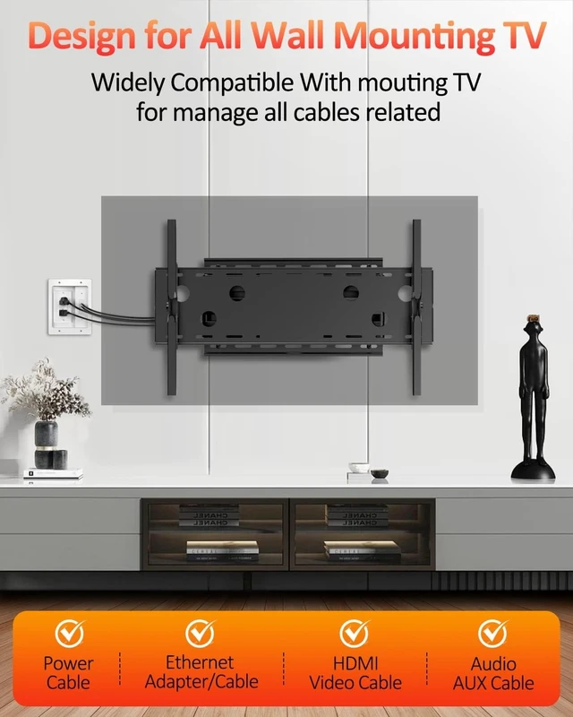 Alt view image 9 of 14 - Elecpow in Wall Cable Management Kit, Hide TV Power Cables & Low Voltage Wires Behind The Wall, Recessed Outlet for Wall Mounting TV