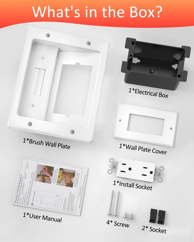 Alt view image 14 of 14 - Elecpow in Wall Cable Management Kit, Hide TV Power Cables & Low Voltage Wires Behind The Wall, Recessed Outlet for Wall Mounting TV