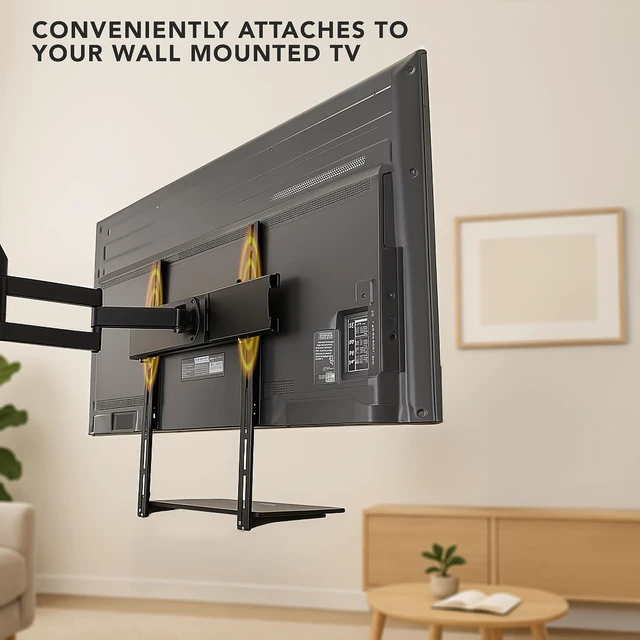 Alt view image 9 of 14 - Mount-It TV Wall Mount Shelf Bracket Under TV for Cable Box, DVD Player, Stereo AV Components Shelf,Black
