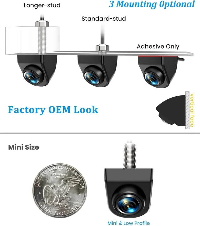 Alt view image 11 of 14 - AUTO-VOX 180° Front/Backup Camera, OEM Mini Style, Screw-Free Easy Install, Side/Rear View Camera, IP69K Waterproof & 0.1Lux Low Light Back Up Camera for SUV/Pickup Truck/RV/Van/Camper/Car