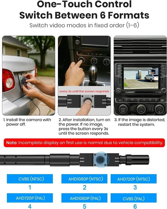 Alt view image 10 of 14 - AUTO-VOX 180° Front/Backup Camera, OEM Mini Style, Screw-Free Easy Install, Side/Rear View Camera, IP69K Waterproof & 0.1Lux Low Light Back Up Camera for SUV/Pickup Truck/RV/Van/Camper/Car