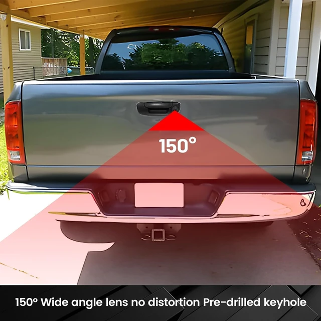 Alt view image 10 of 14 - RED WOLF Tailgate Handle w/Backup Camera Compatible with 2002-2008 Dodge Ram 1500 2500 3500 Tailgate Door Rear View Reverse Backup Camera with RCA Plug Parking Guideline Available Waterproof