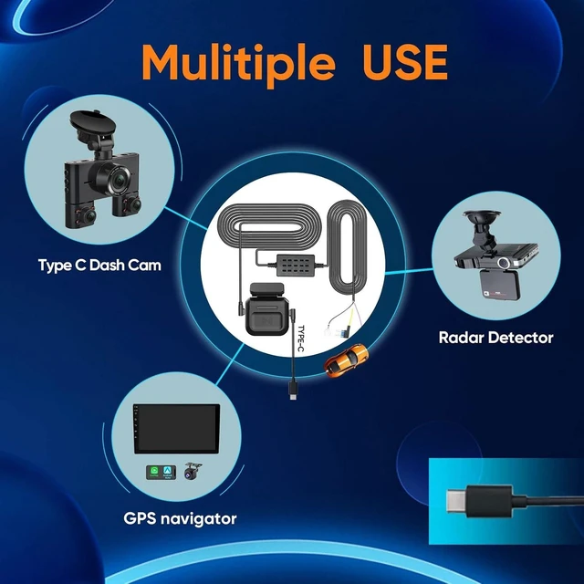 Alt view image 13 of 13 - Type-C Hardwire Kit with Radar Detection 180°, Suitable for HUPEJOS Dash Cam V7/V7PLUS/V8PLUS/V8Pro,12V-24V to 5V/2.5A, with Low Voltage Protection, 24-Hour Radar Detection Parking Monitoring