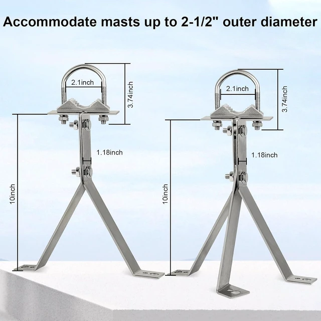 Alt view image 10 of 12 - XRDS-RF Antenna Wall Mount - 10 Inch Heavy-Duty Stand Off Wall Mast Mount Windproof Mounting Bracket for TV Antenna Mast (2-Leg + 3-Leg)