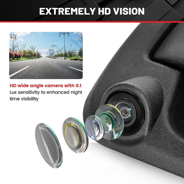 Alt view image 12 of 14 - RED WOLF Tailgate Handle W/Reverse Backup Camera Replacement for 2004-2014 Ford F150, 2008-2016 F-250/F-350/F450/F550 Pickup Rear View Parking Camera RCA Connector Wide Angle Optional Guideline