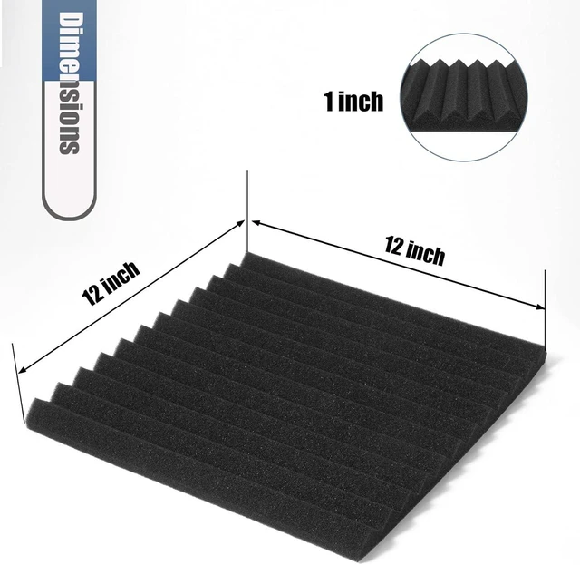 Alt view image 10 of 12 - 50 Pack Acoustic Foam Panels 1" X 12" X 12" Wedge Soundproof Studio Foam for Walls Sound Absorbing Panels Sound Insulation for Studio (50 Pack, Black)