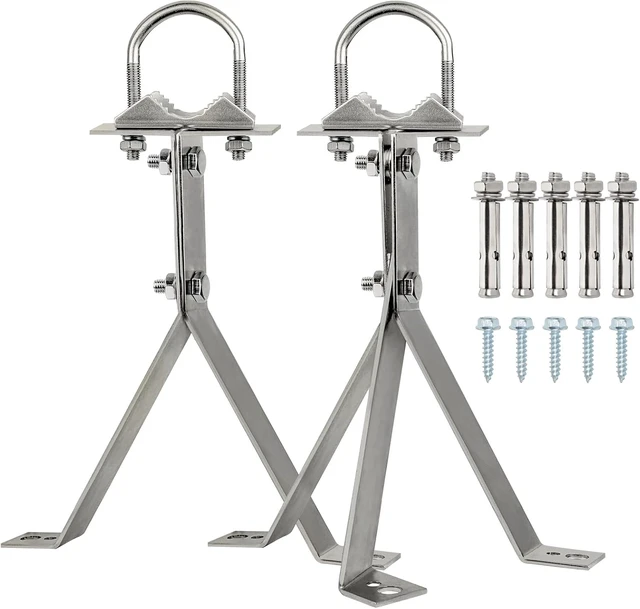 Alt view image 8 of 12 - XRDS-RF Antenna Wall Mount - 10 Inch Heavy-Duty Stand Off Wall Mast Mount Windproof Mounting Bracket for TV Antenna Mast (2-Leg + 3-Leg)
