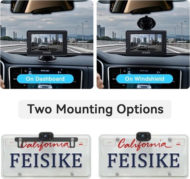 Alt view image 11 of 11 - FEISIKE Backup Camera, 1080P IR Night Vision with Monitor, Easy Setup Plug-Play Rear View Camera, 150 Degrees Wide Angle, IP68 Waterproof, 4.3" Display for Car Truck SUV