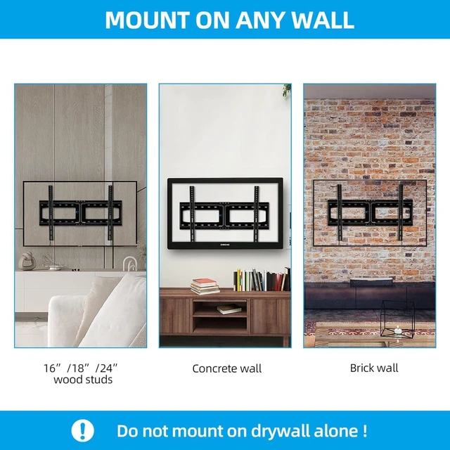 Alt view image 13 of 14 - HOME VISION TV Wall Mount Tilt for 32-75 inch Flat/Curved TVs up to 165lbs, Heavy Duty Tilting TV Mount, Large Low Profile Wall Mount TV Bracket Fits 16/18/24" Stud, Max VESA 600x400mm