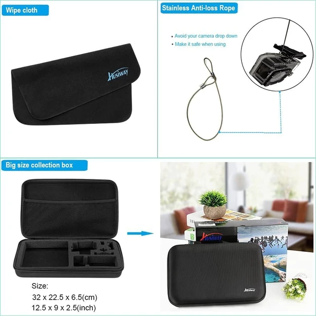 Alt view image 13 of 14 - Accessories Kit for Gopro Hero 12 11 10 9 Black Waterproof Housing Silicone Case Glass Screen Protector Bundle for Go pro Gopro12 Gopro11 Gopro10 Gopro9 Hero12 Hero11 Hero10 Action Camera 62E