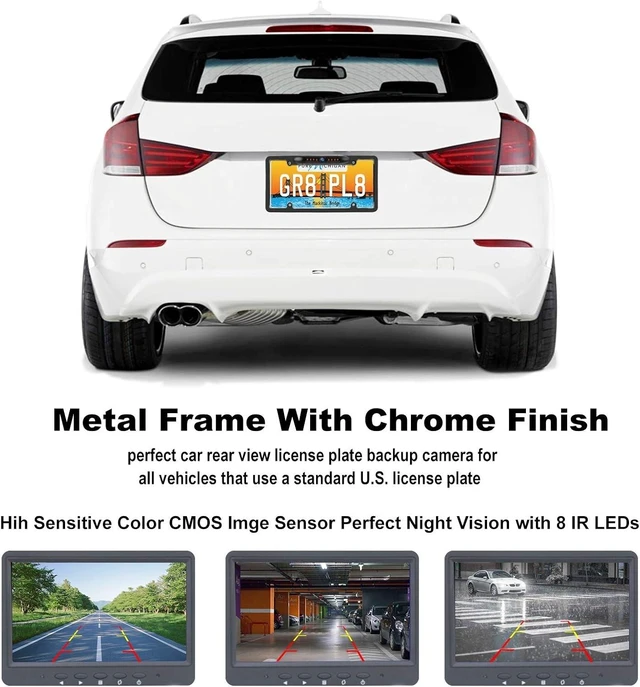 Alt view image 10 of 14 - JPP License Plate Backup HD Camera, Rear View Camera 170° Viewing Angle Universal Night Vision Waterproof High Sensitive 7 Bright LED Reversing Car Camera