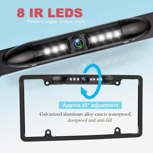 Alt view image 11 of 14 - JPP License Plate Backup HD Camera, Rear View Camera 170° Viewing Angle Universal Night Vision Waterproof High Sensitive 7 Bright LED Reversing Car Camera