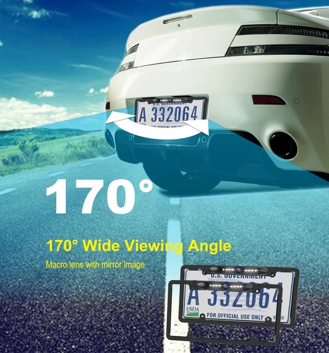 Alt view image 12 of 14 - JPP License Plate Backup HD Camera, Rear View Camera 170° Viewing Angle Universal Night Vision Waterproof High Sensitive 7 Bright LED Reversing Car Camera