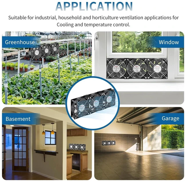 Alt view image 12 of 12 - Wathai 120mm x 38mm 360mm Computer Fan with AC Plug, Powerful Exhaust Fan with Variable Speed Controller AC 110V 120V 240V for Windows Greenhouses Crawl Spaces Garages Cabinet CPU GPU PC Case Cooling