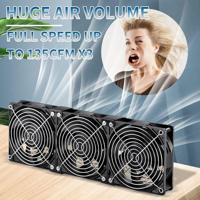 Alt view image 9 of 12 - Wathai 120mm x 38mm 360mm Computer Fan with AC Plug, Powerful Exhaust Fan with Variable Speed Controller AC 110V 120V 240V for Windows Greenhouses Crawl Spaces Garages Cabinet CPU GPU PC Case Cooling