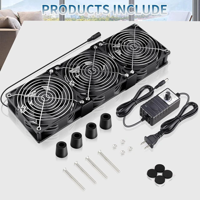 Alt view image 11 of 12 - Wathai 120mm x 38mm 360mm Computer Fan with AC Plug, Powerful Exhaust Fan with Variable Speed Controller AC 110V 120V 240V for Windows Greenhouses Crawl Spaces Garages Cabinet CPU GPU PC Case Cooling