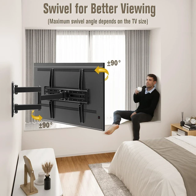 Alt view image 11 of 14 - Mounting Dream TV Wall Mount Swivel and Tilt for Most 26-55 Inch TV, TV Mount Perfect Center Design, Full Motion TV Mount Bracket with Articulation, up to VESA 400x400mm, 60 lbs, MD2377